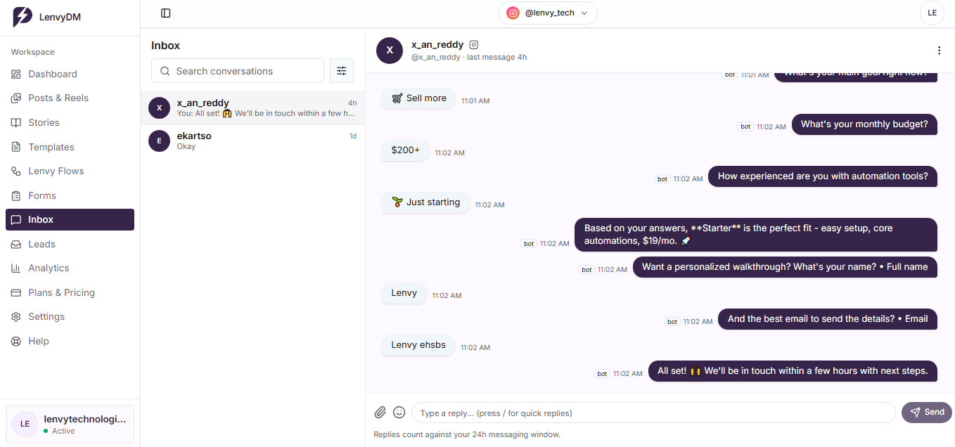 Reply from unified inbox